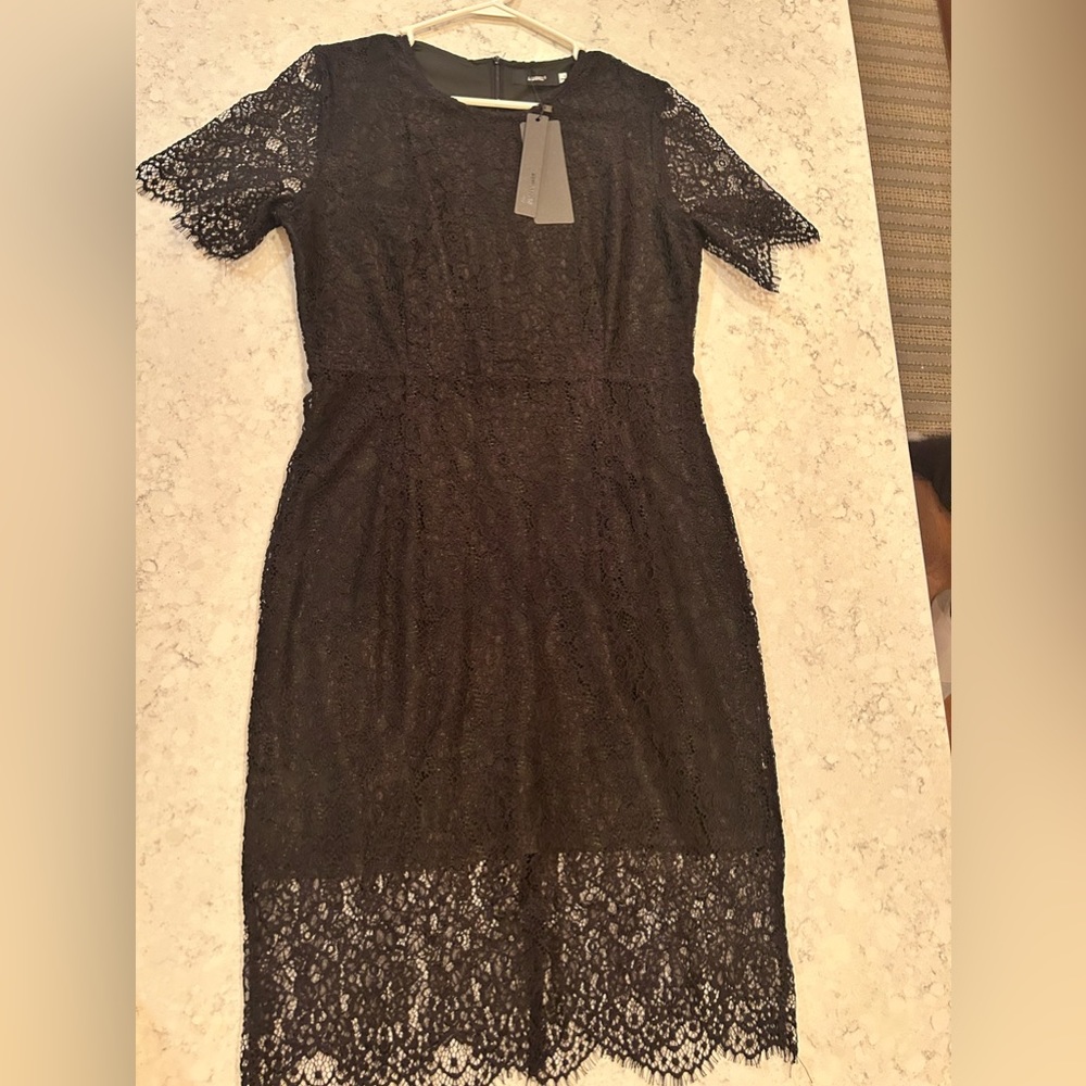 !NWT! Black Floral Lace Detailing Dress - Size L